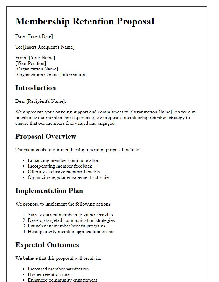 Letter template of Membership Retention Proposal