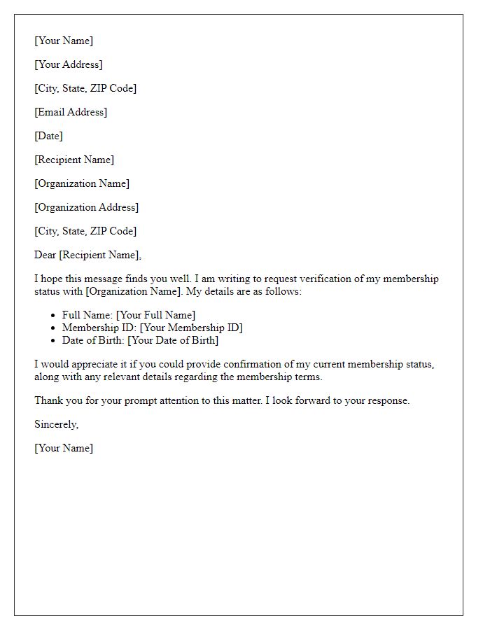 Letter template of membership status verification request