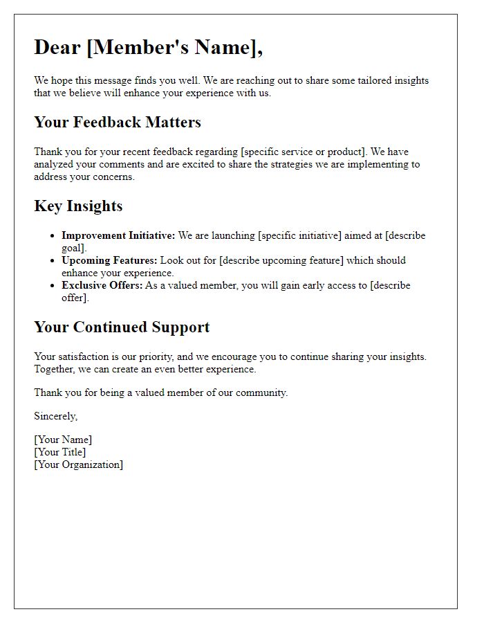 Letter template of tailored insights for member satisfaction