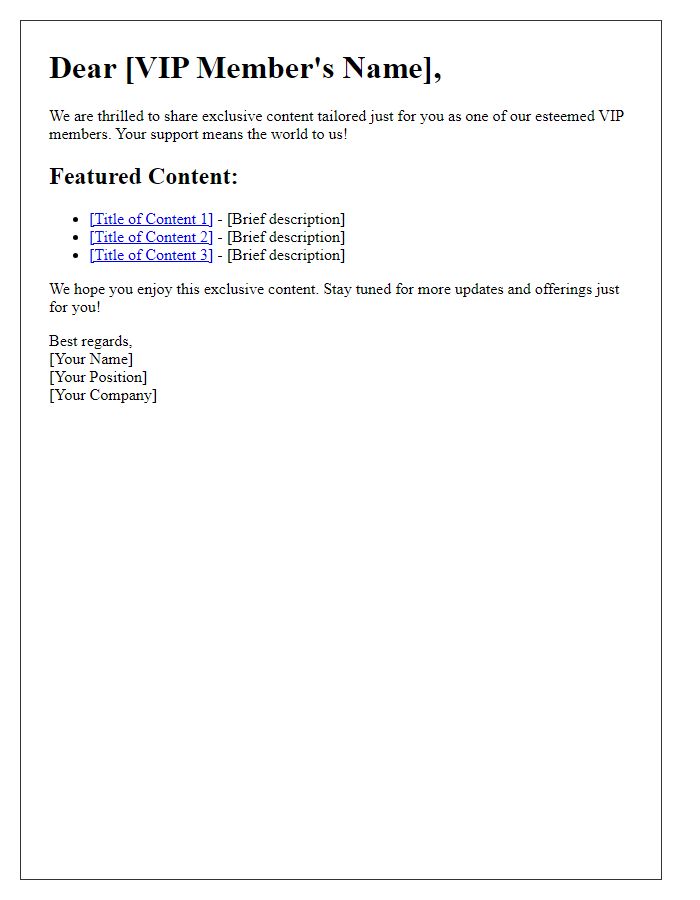 Letter template of VIP member content sharing