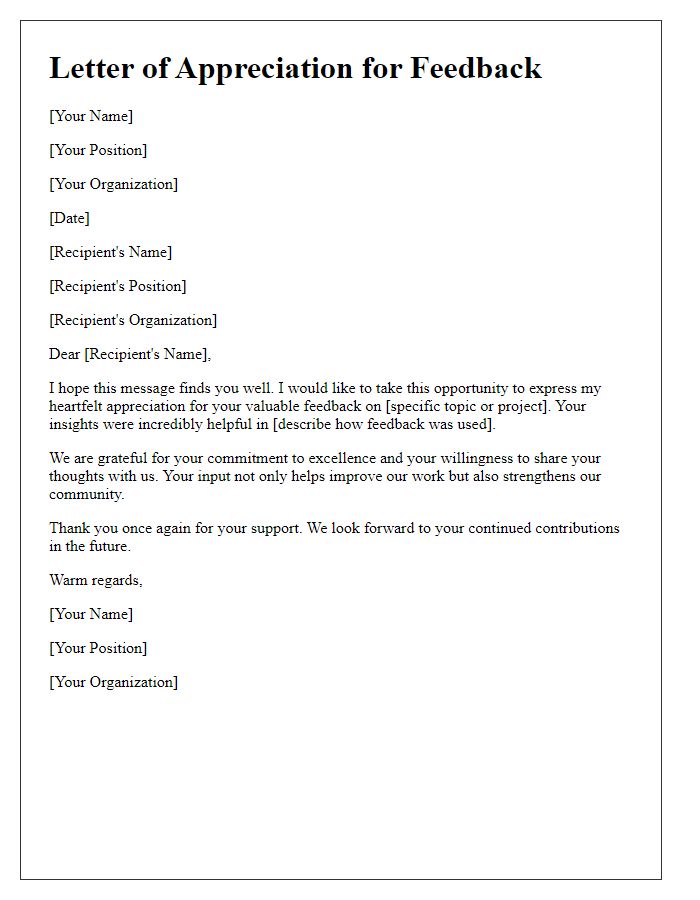 Letter template of appreciation for member feedback.