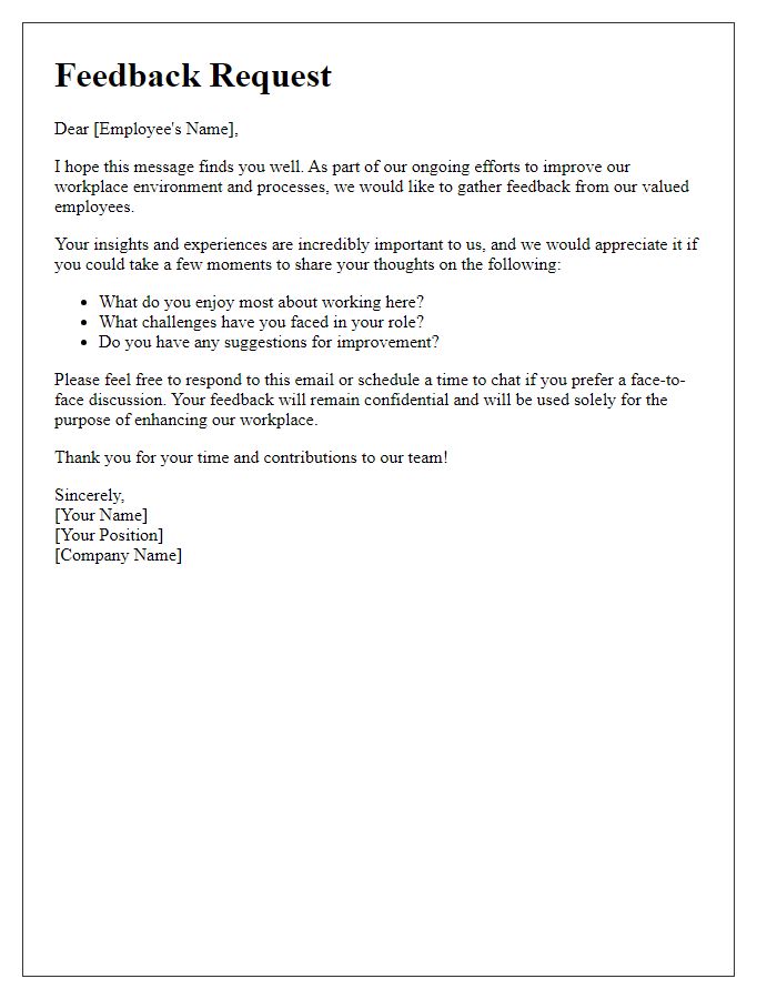 Letter template of gathering feedback from established employees