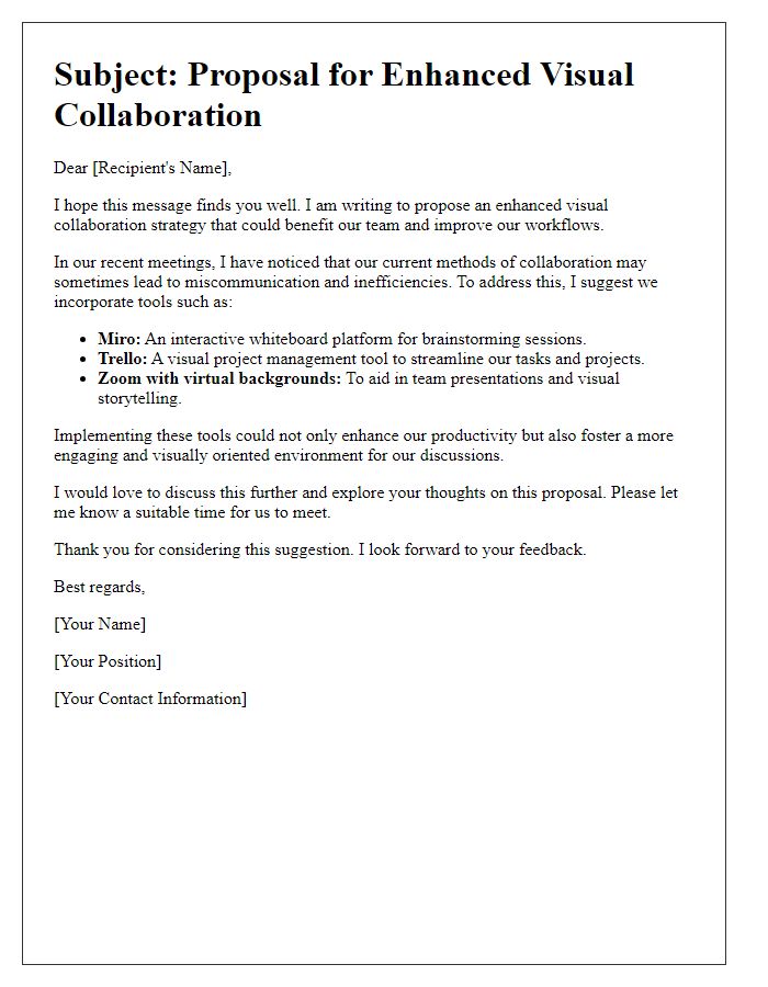 Letter template of visual collaboration suggestion