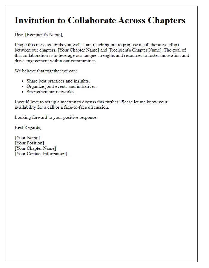 Letter template of cross-chapter collaboration invitation