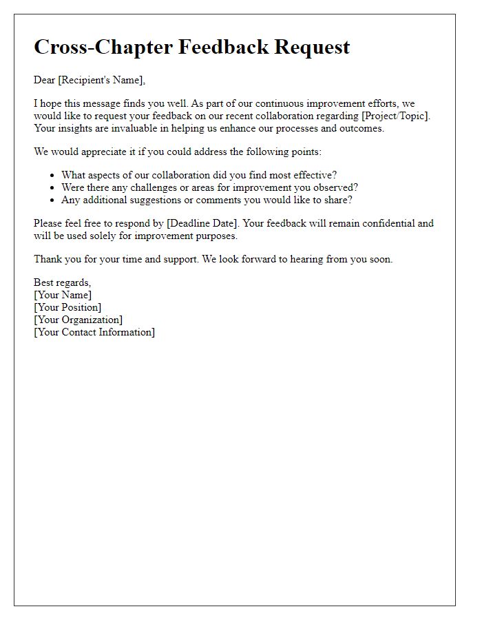 Letter template of cross-chapter feedback request
