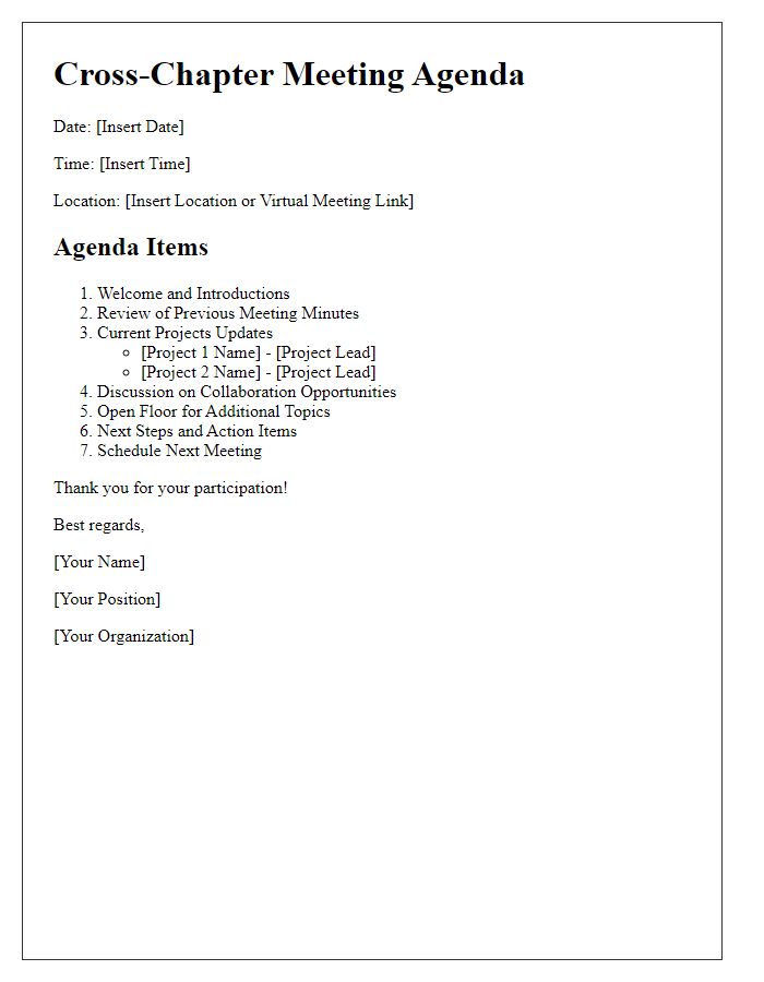 Letter template of cross-chapter meeting agenda