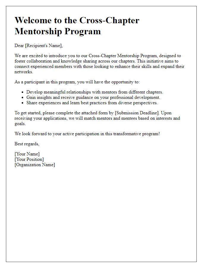 Letter template of cross-chapter mentorship program introduction