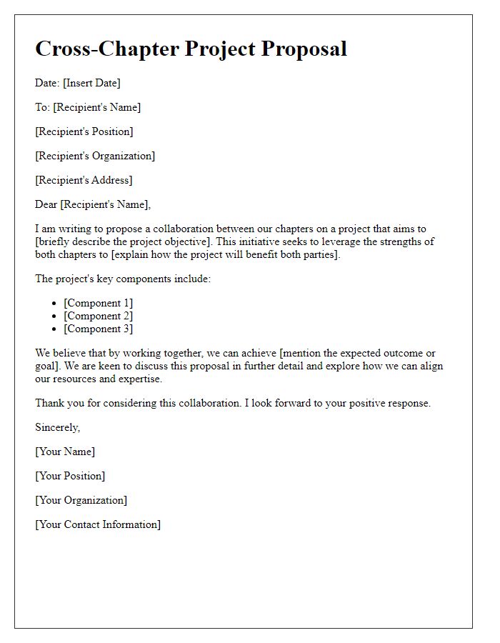 Letter template of cross-chapter project proposal