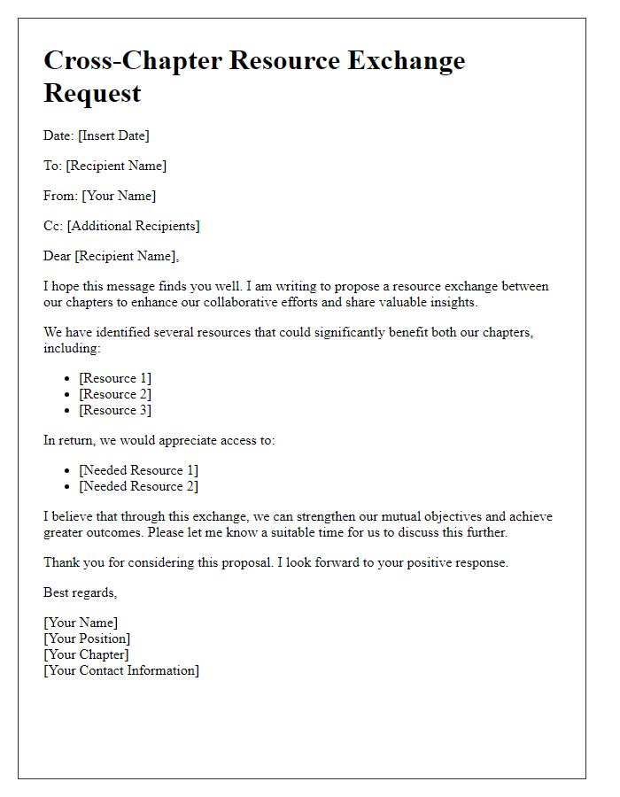 Letter template of cross-chapter resource exchange