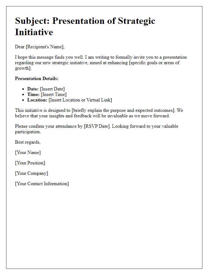 Letter template of strategic initiative presentation.