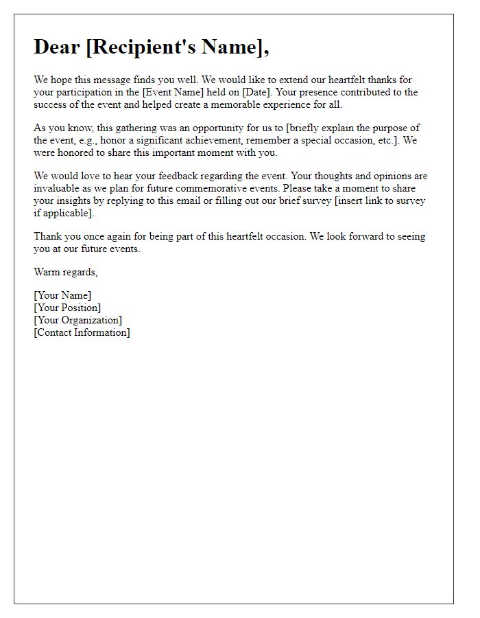 Letter template of commemorative event follow-up