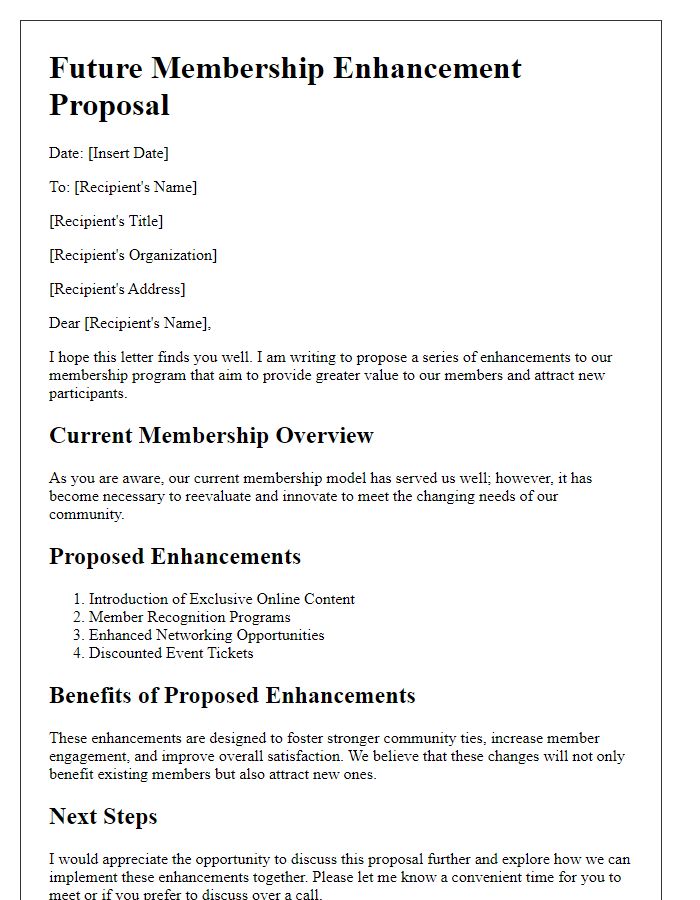 Letter template of future membership enhancement proposal