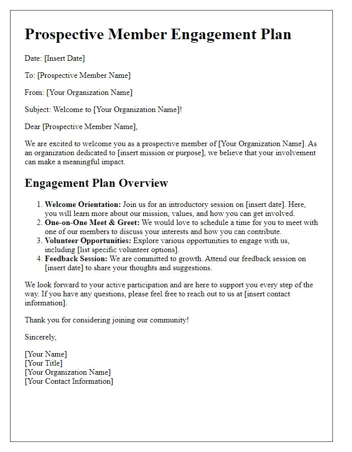 Letter template of prospective member engagement plan