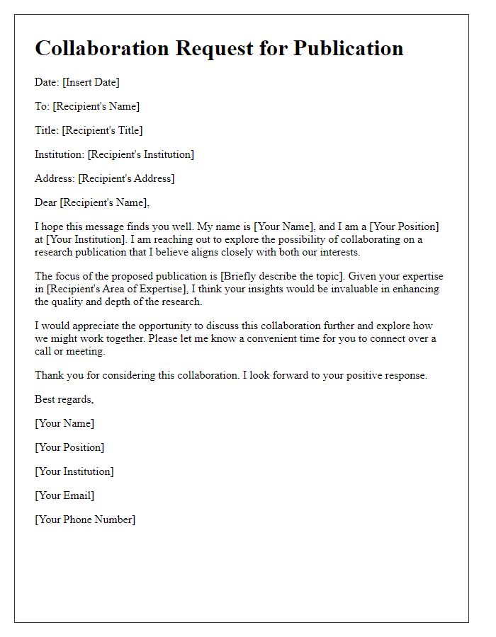 Letter template of Collaboration Request for Publication