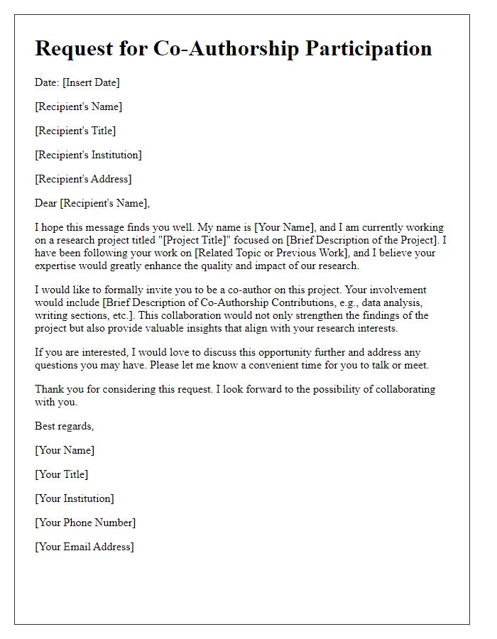 Letter template of Request for Co-Authorship Participation