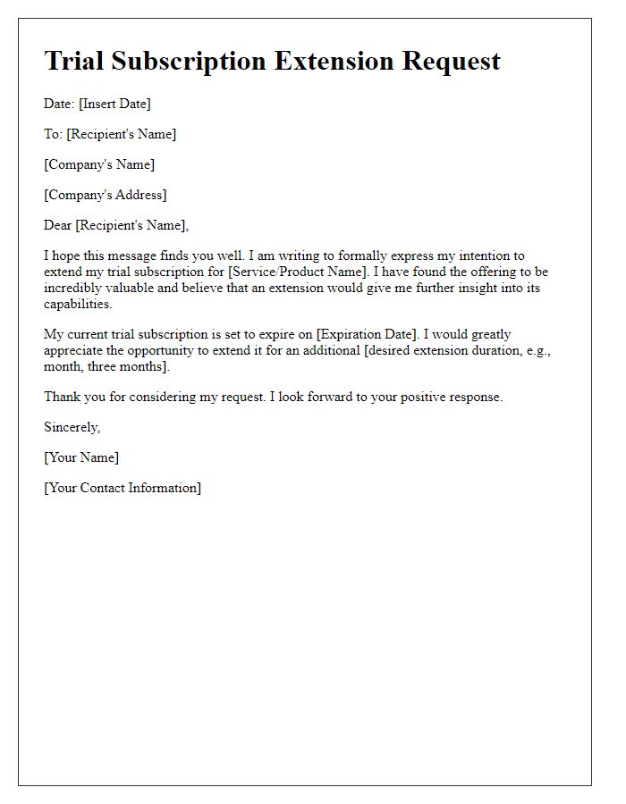 Letter template of trial subscription extension intention.