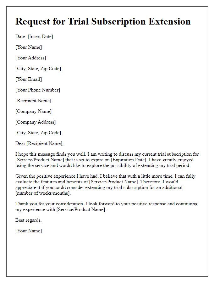 Letter template of trial subscription extension negotiation.