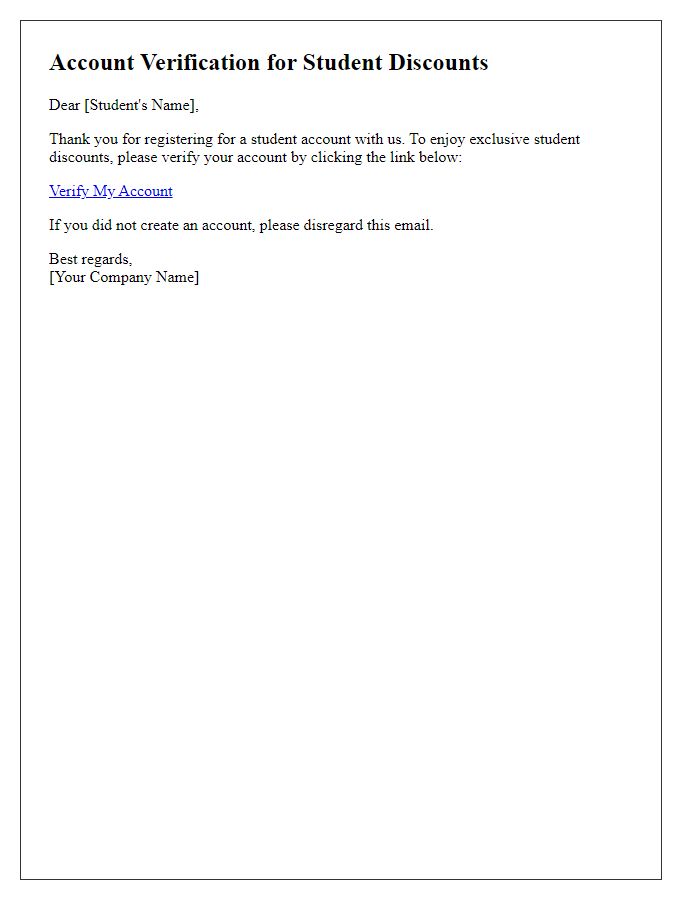 Letter template of subscription account verification for student discounts