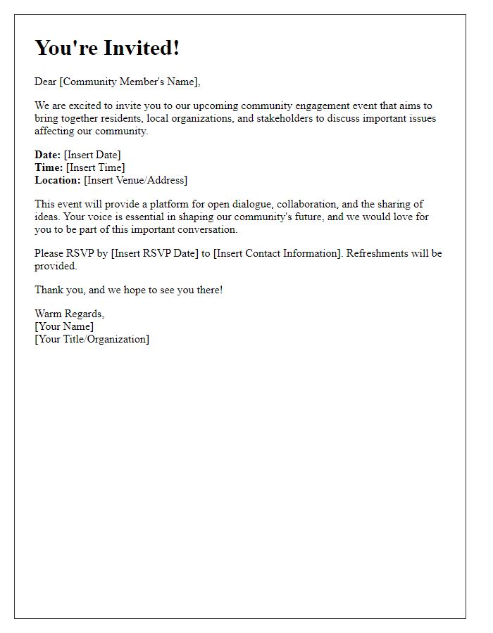 Letter template of community engagement invitation.