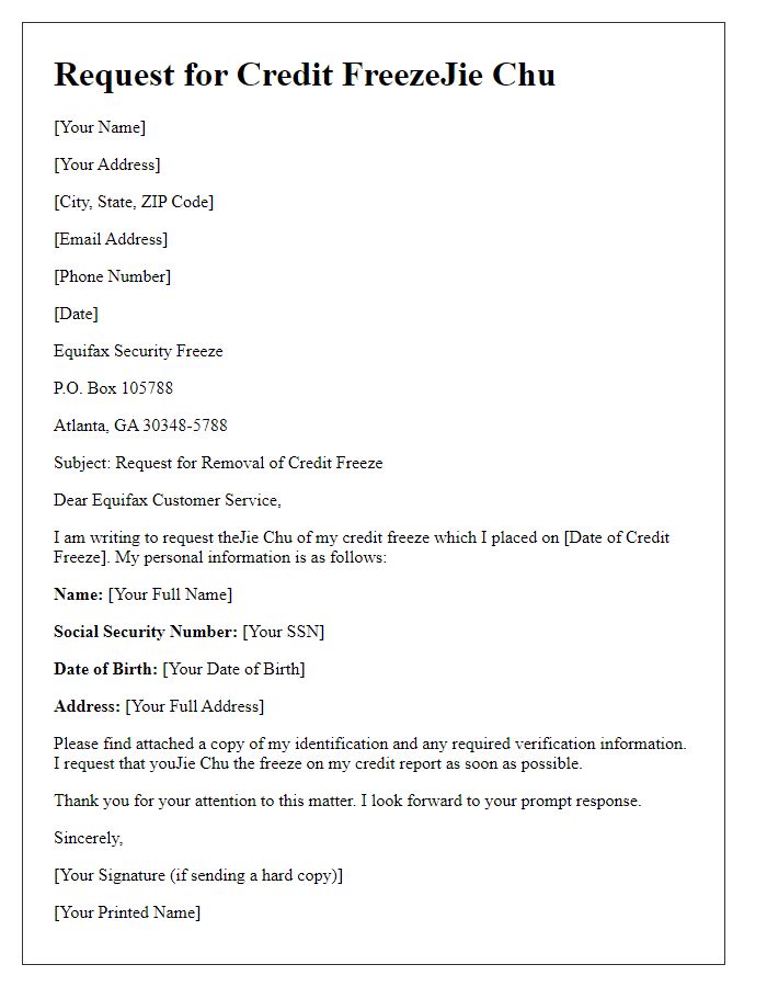 Letter template of request for Equifax credit freeze??