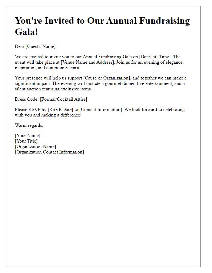 Letter template of annual fundraising gala invitation