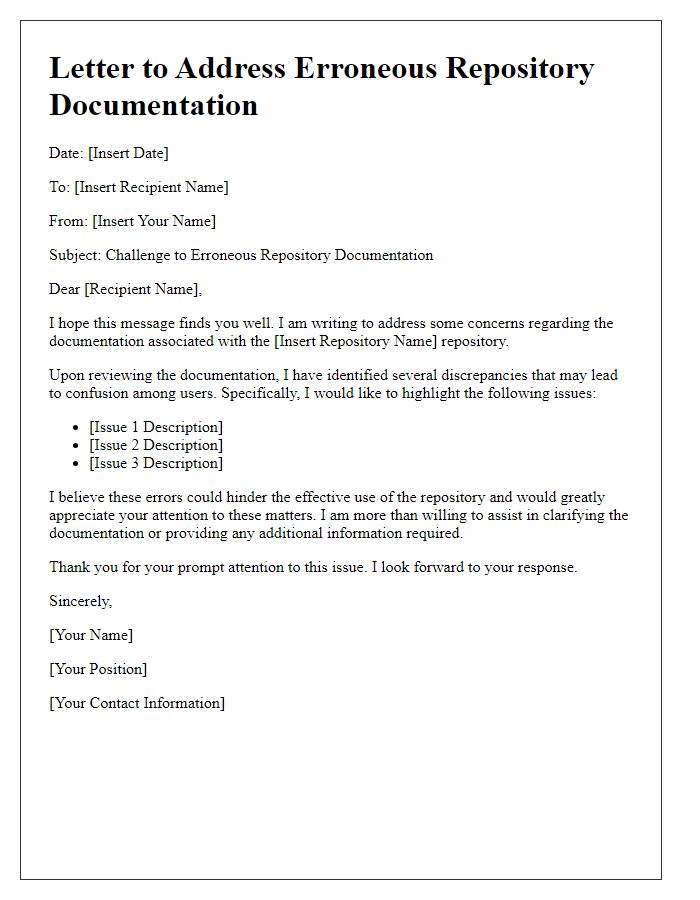 Letter template of challenge to erroneous repo documentation