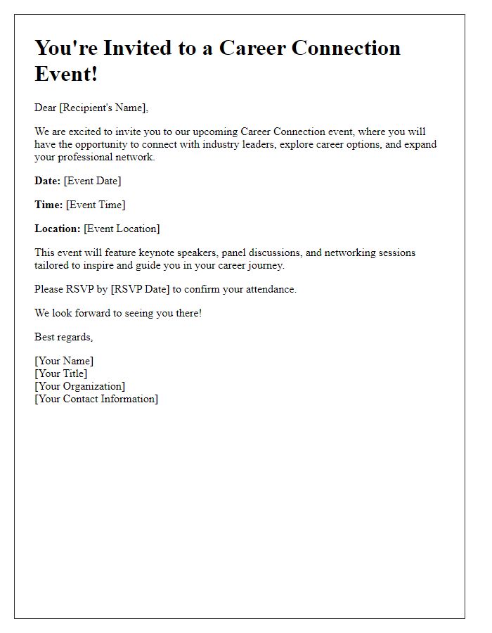 Letter template of career connection invitation