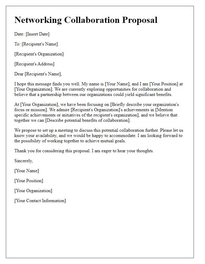 Letter template of networking collaboration proposal