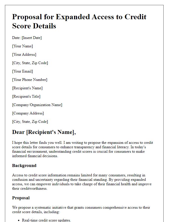 Letter template of proposal for expanded access to credit score details.