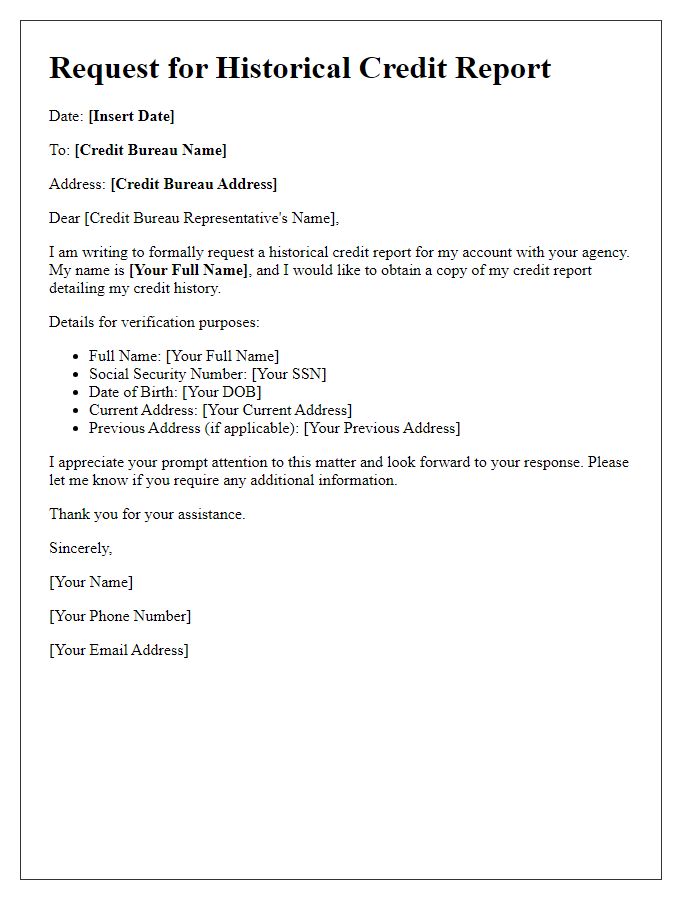 Letter template of request for historical credit report