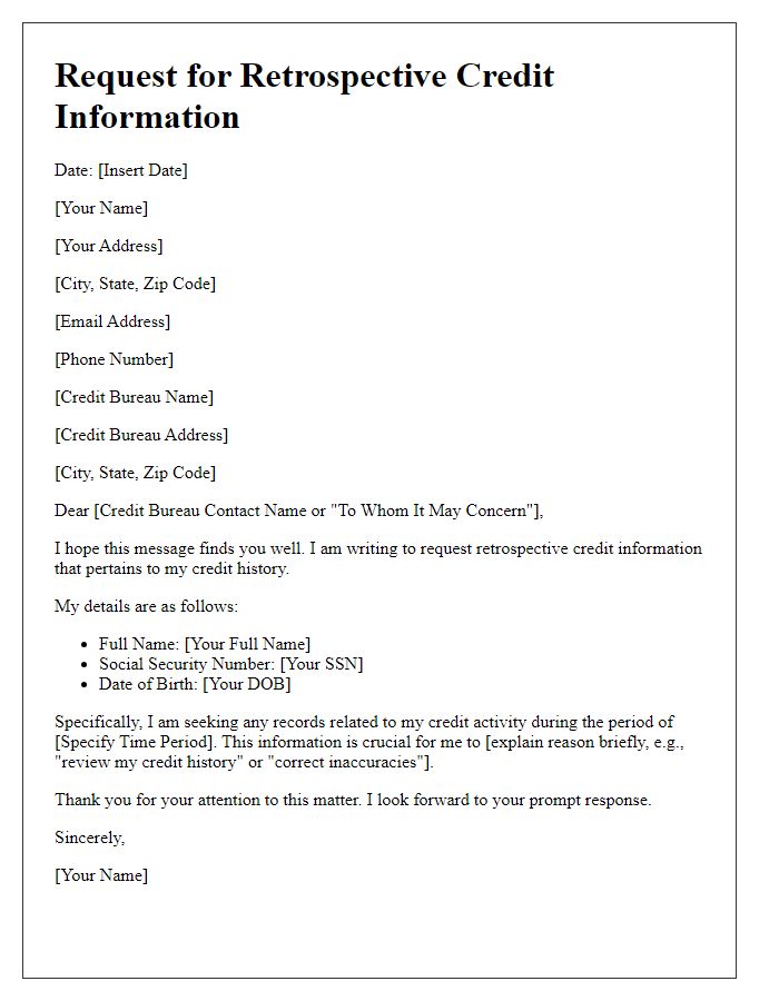 Letter template of request for retrospective credit information