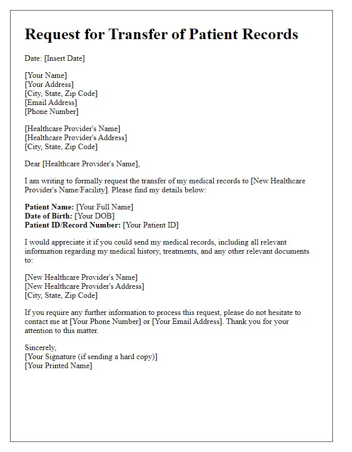 Letter template of patient records transfer demand