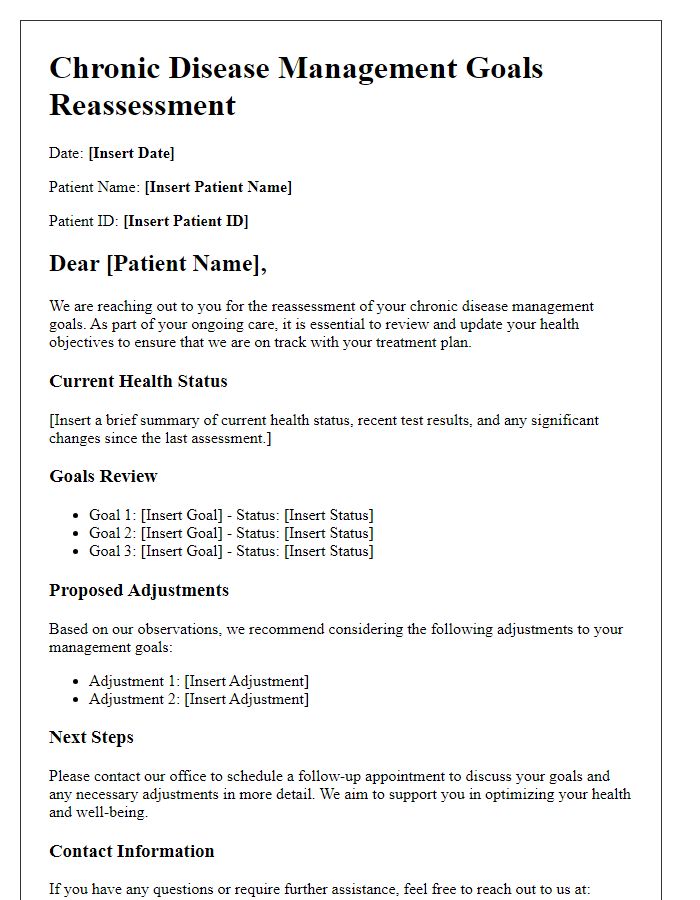 Letter template of chronic disease management goals reassessment.