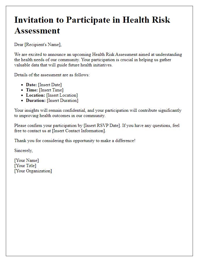 Letter template of Call to Participate in Health Risk Assessment