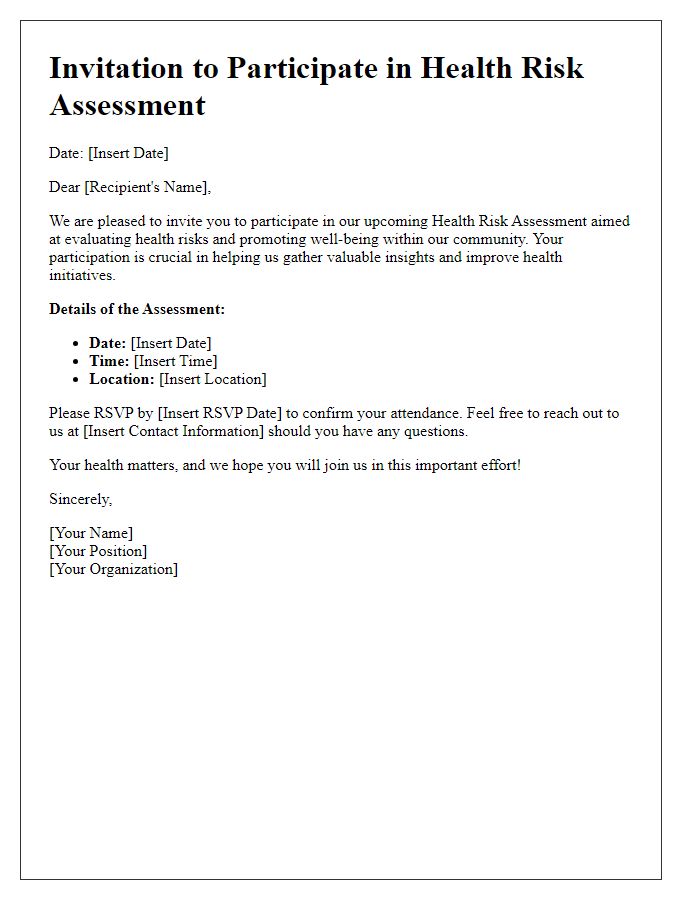 Letter template of Invitation to Take Part in Health Risk Assessment