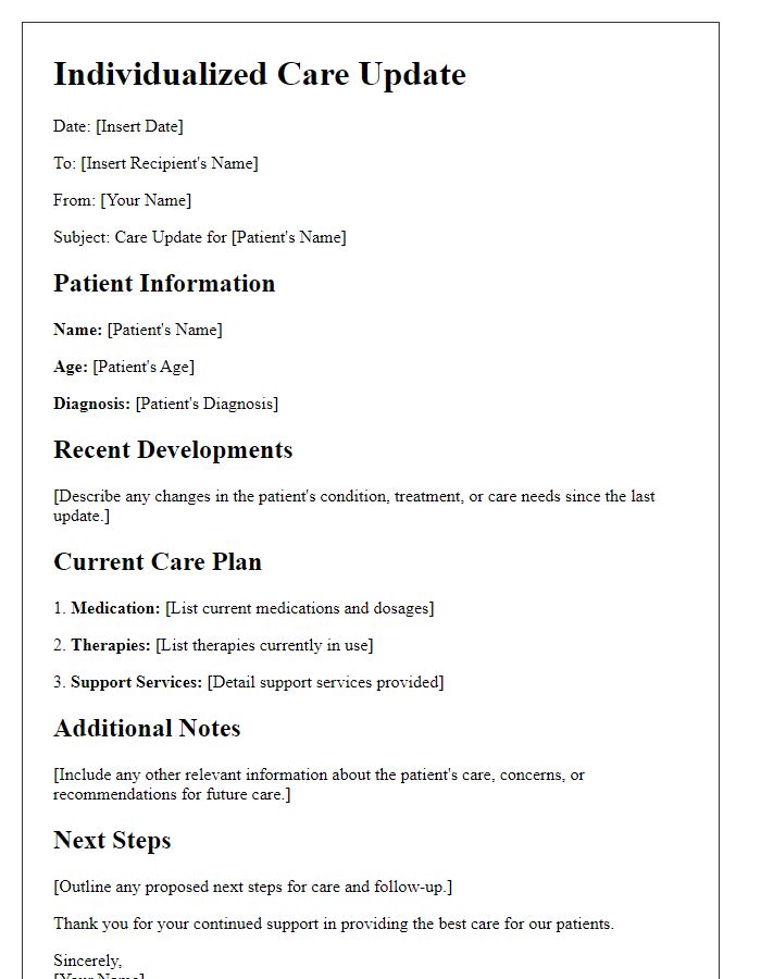 Letter template of elderly patient individualized care update