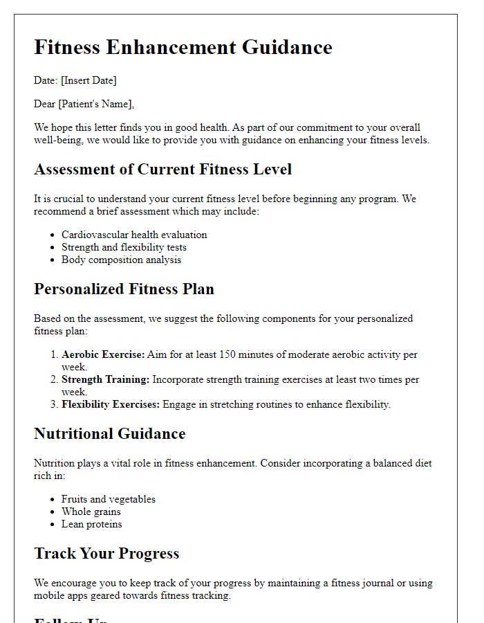 Letter template of fitness enhancement guidance for patients