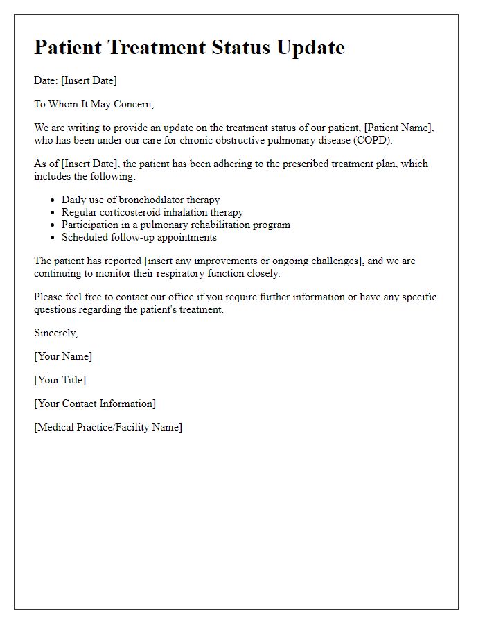 Letter template of COPD treatment status