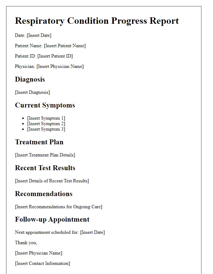 Letter template of respiratory condition progress report