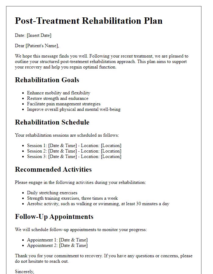 Letter template of a structured post-treatment rehabilitation approach