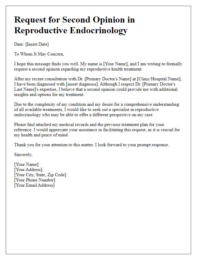 Letter template of appeal for reproductive endocrinology second opinion