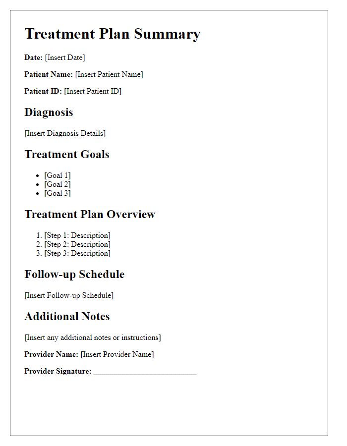 Letter template of summary for reproductive endocrinology treatment plan