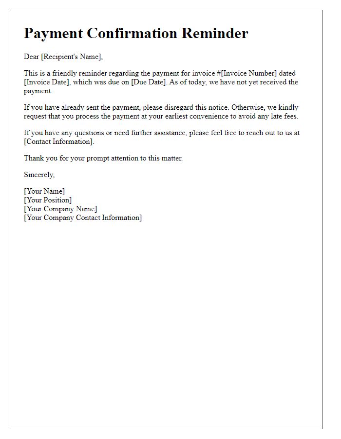 Letter template of Payment Confirmation Reminder
