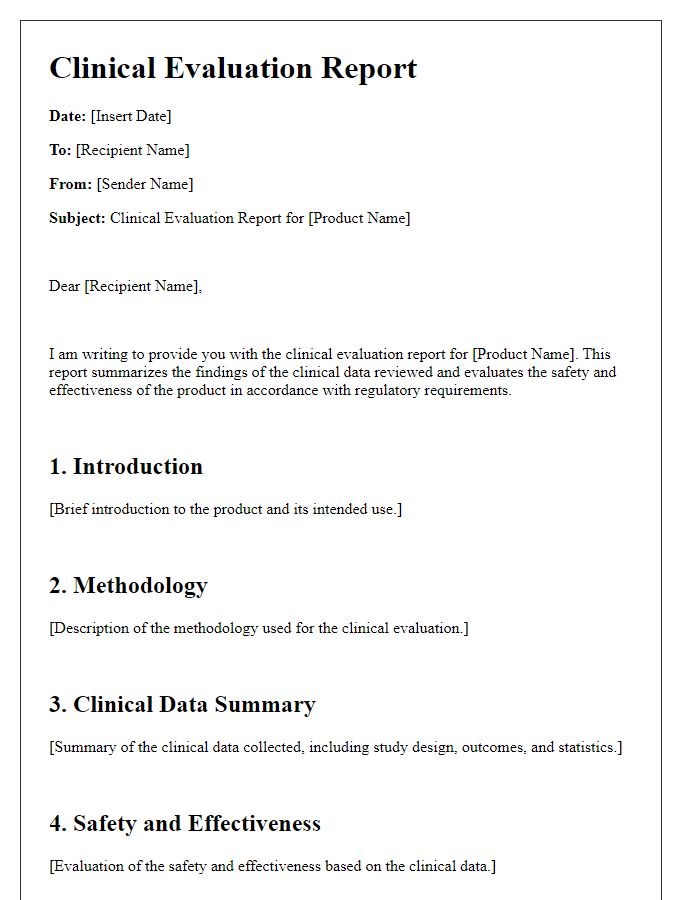 Letter template of clinical evaluation report