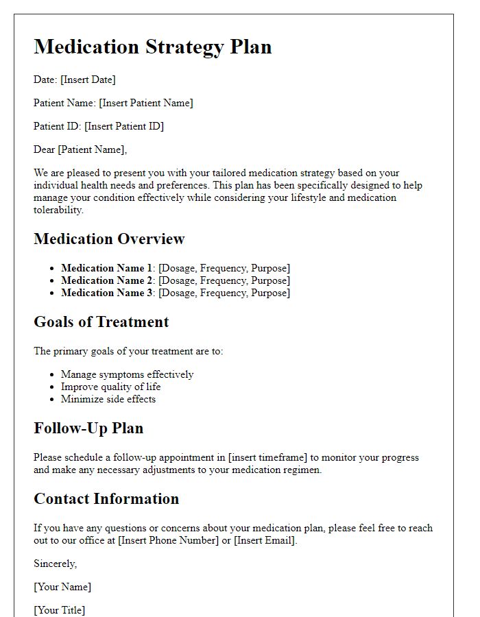 Letter template of tailored medication strategy