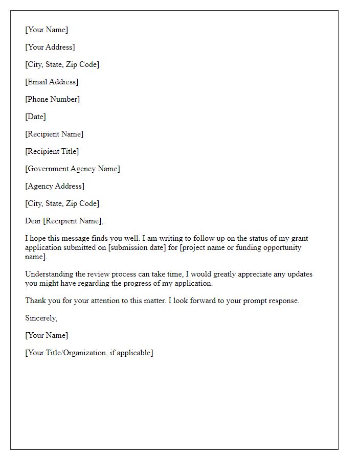 Letter template of follow-up for government grant application status