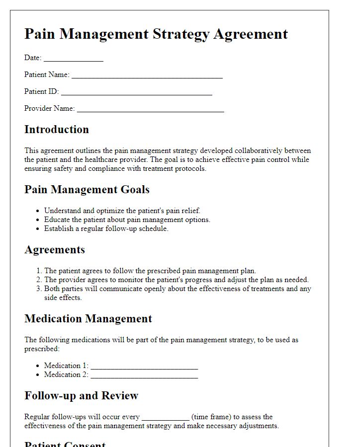 Letter template of pain management strategy agreement