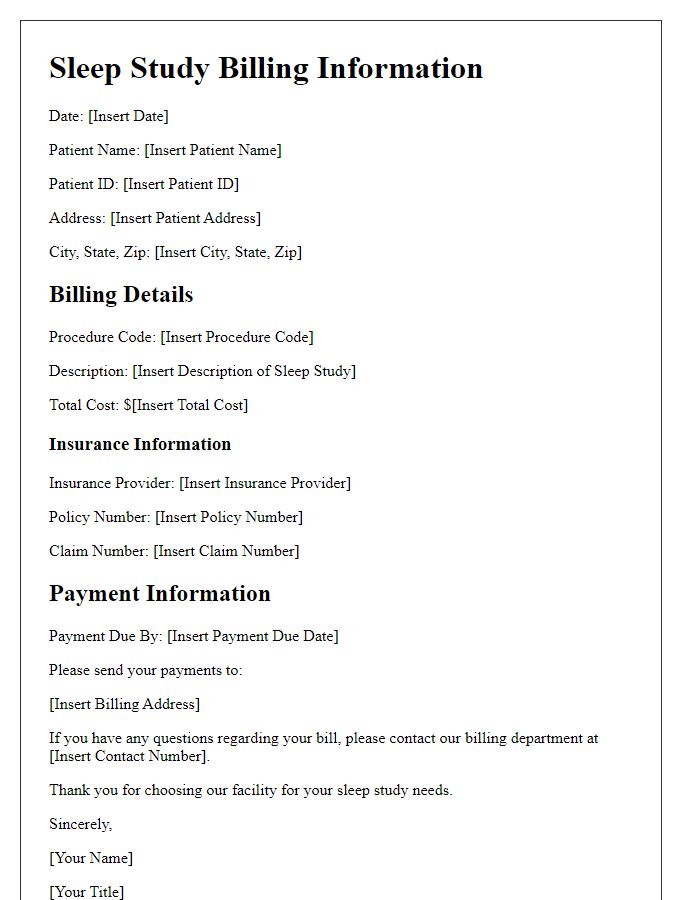 Letter template of sleep study billing information