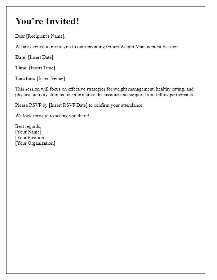 Letter template of group weight management session invitation