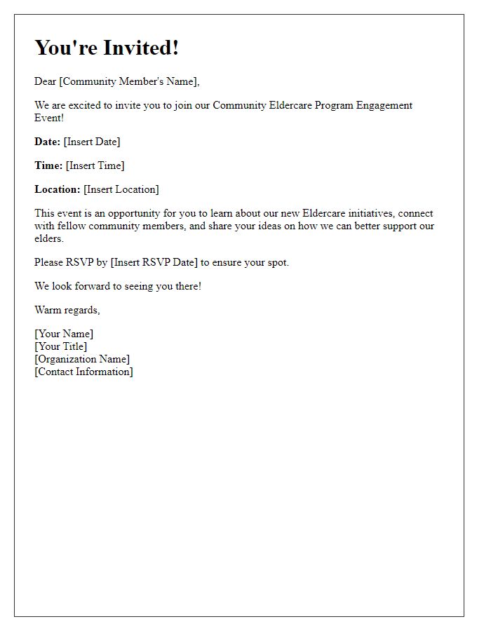 Letter template of community eldercare program engagement invitation